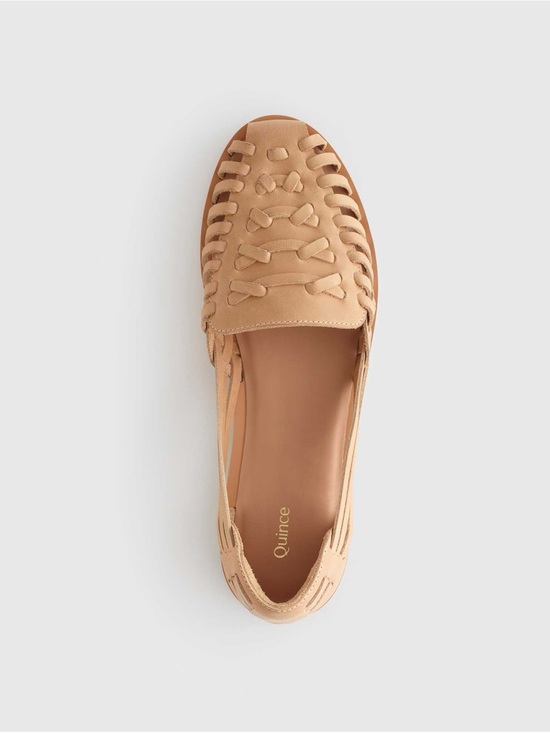 Quince Shoes - Quince 100% Leather Huarache Flats in Cashew Sz 8